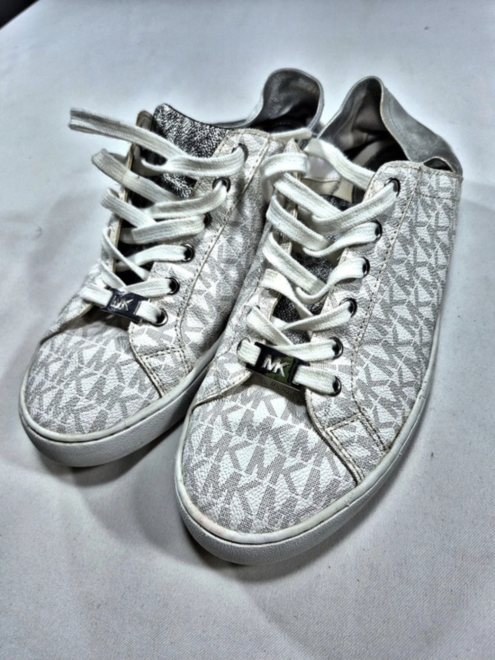 Michael Kors Allie Wrap Trainer White & Silver Sneakers